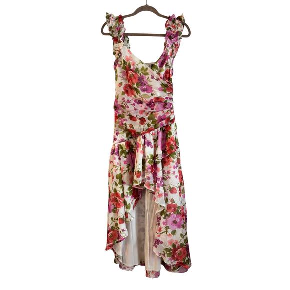 Abercrombie & Fitch Ruffle Strap High Low Floral Dress Size Small Tall - Picture 1 of 7